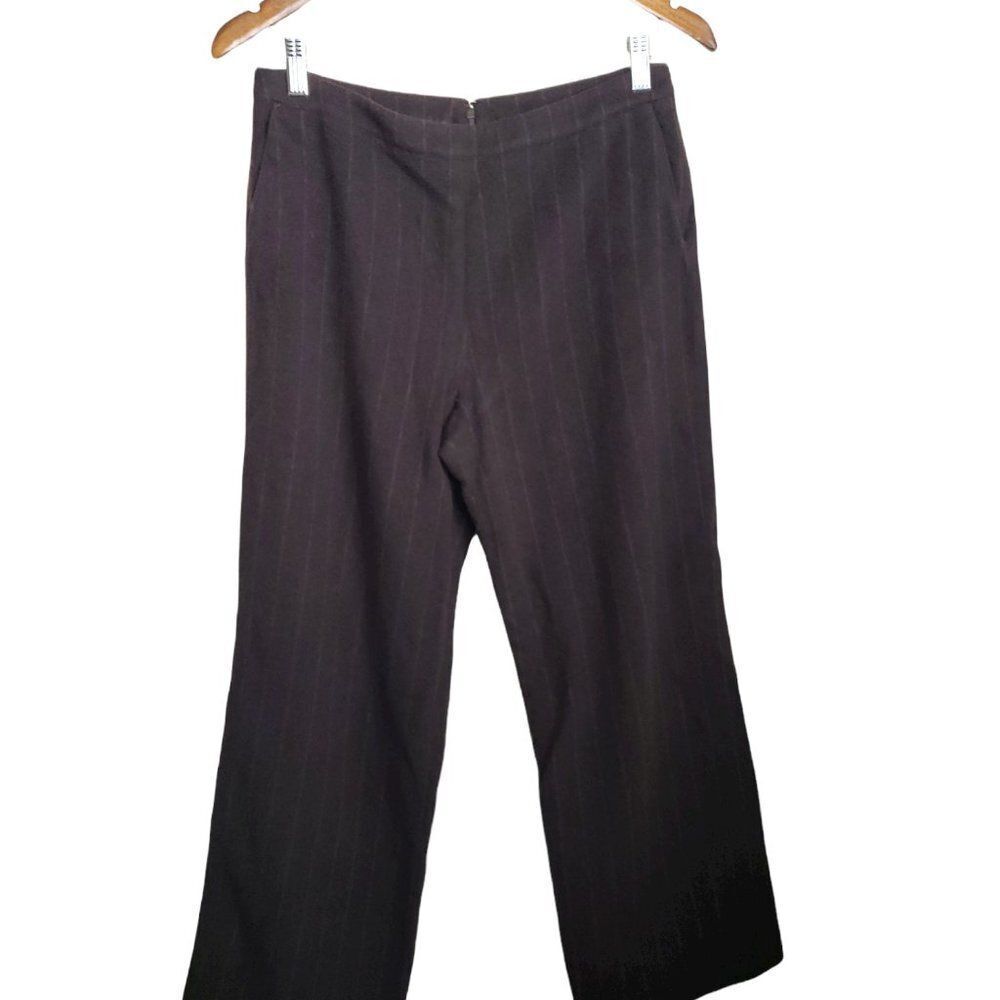 Anne Klein brown striped wool blend pants size 10